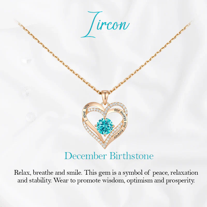 Germe Personalized 12 Birthstone Card Gifts for Women's Forever Love Heart Pendant Necklace