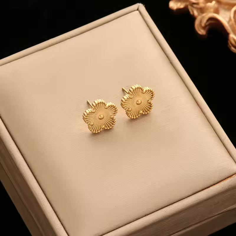 Clover Leaf - Black Reversible Leaf Clover Necklace Bracelets Earrings Set For Women Fashion Jewelry