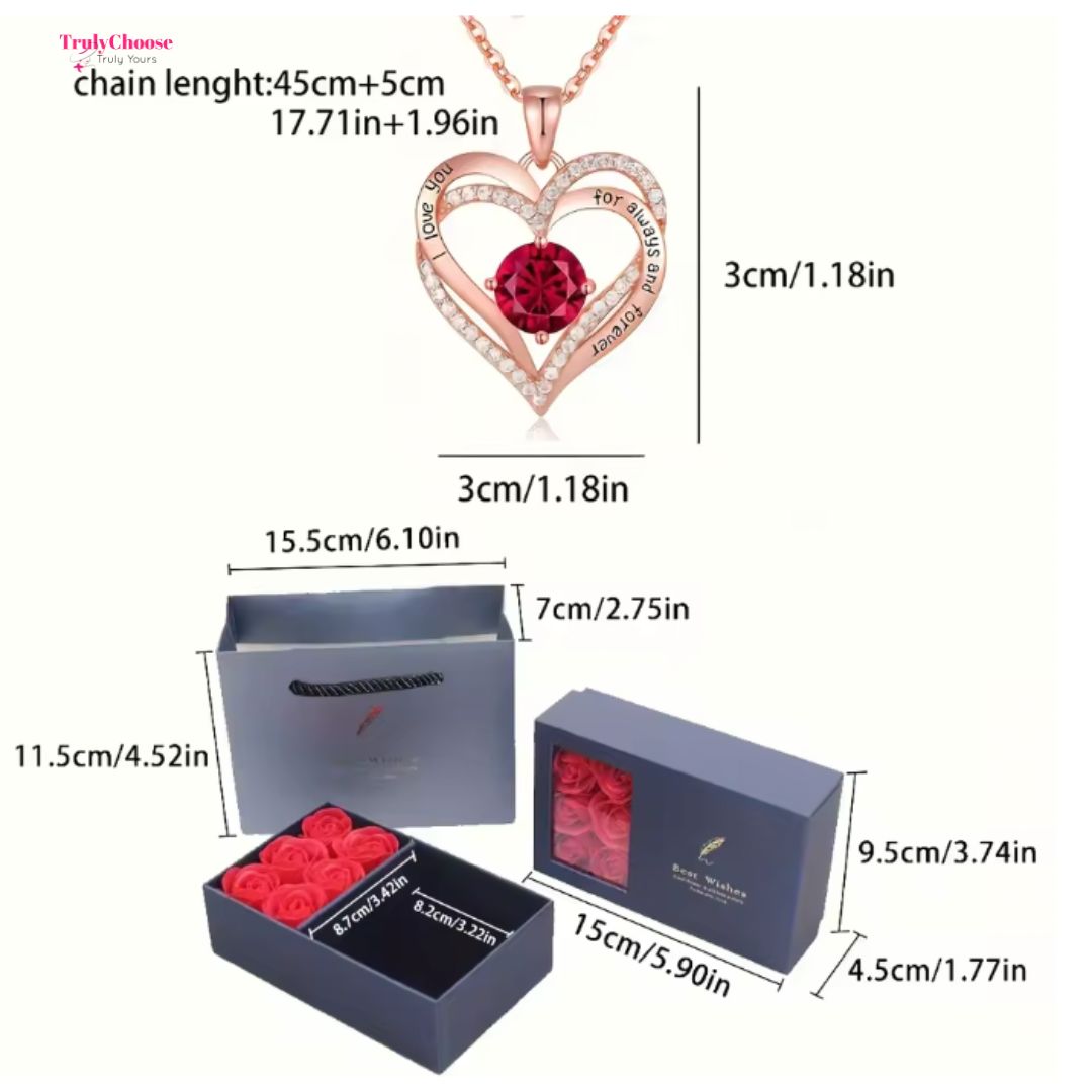 Heart of Love Jewelry Set - 6 Roses Eternal Rose Box