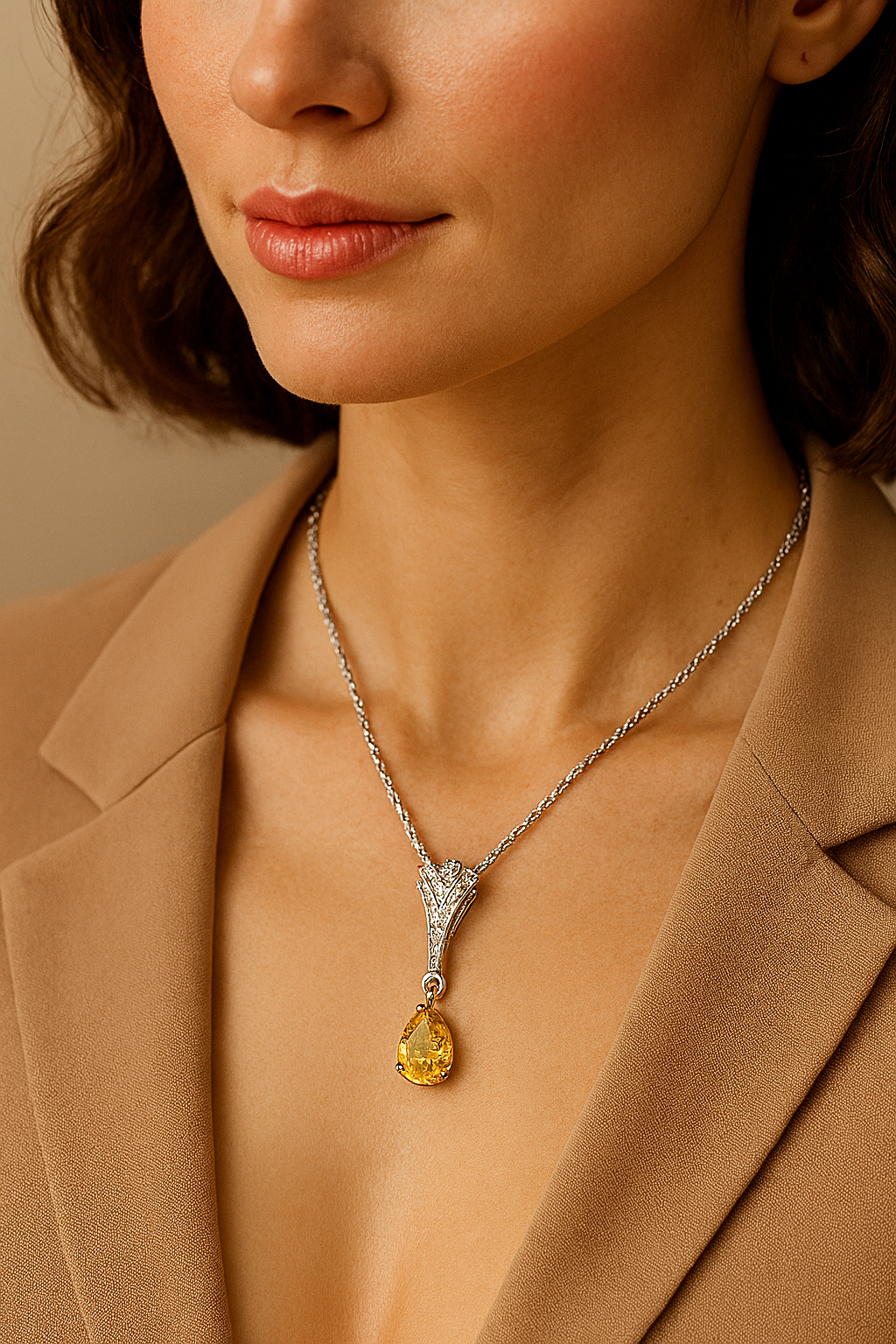 Eternal Harmony - Celestial Duo-Tone 925 Silver Crystal Bridal Set – Bracelet, Pendant Necklace, Ring & Long Earrings