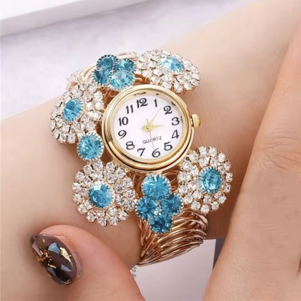 Ethereal Touch Luxury Jewelry Set - 6pcs/set luxury women's bracelet, necklace , quartz watch, earrings & ring