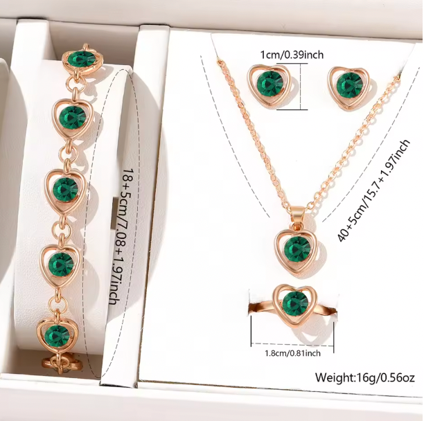 Peridot Charm Luxury Jewelry Set - 6PCS/Set Of Green Women Watches Fashionable Light Luxury Minimalist Dial Wristwatch Alloy Strap Watch Jewelry Set Gift For Mom