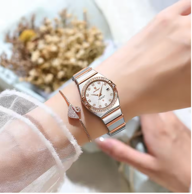 Stellar Chronos - Luxury Woman Wristwatch Waterproof Luminous Date Stainless Steel Watch For Ladies High Quality Quartz Women Watches