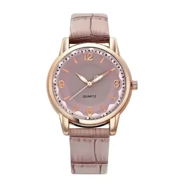 Amour Éclat Women Luxury Watch - Leather Strap Women's Watch Polygonal Glass Luxury Women's Clock Dial Quartz Creative Fashion Quartz Watch
