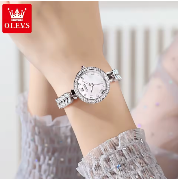 Orchid Élite Luxury Women Watch - Women's Watches Elegant Fashion Original Wristwatch Waterproof Fish Bone Strap Luminous Hand Diamond