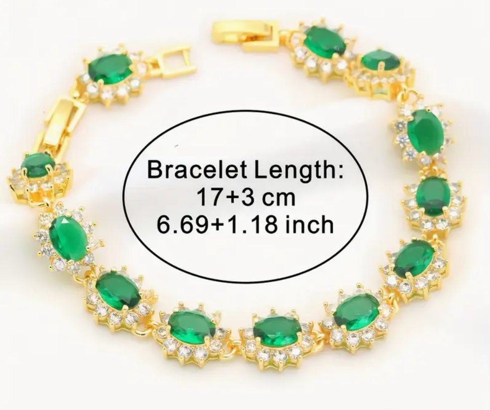 Bastet’s Halo - Luxury Peridot Ruby Pendant Earring Bracelet & Ring Set For Women