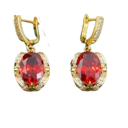 Summer Ember - July birthstone - Luxury Peridot Ruby Pendant Earring Bracelet & Ring Set For Women