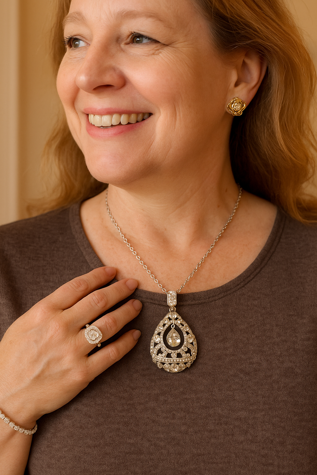 Noir Éclat - Luxury Pearl Jewelry Set - Including Necklace, Earrings, Bracelet and Ring