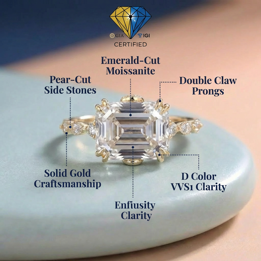 Parisian Elegance Ring - 10K/14K/18K Solid Gold Moissanite diamond ring