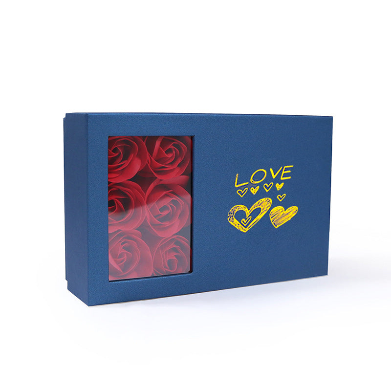 6 Rose Flower Gift Box Necklace Earrings Bracelet Ring Storage For Women