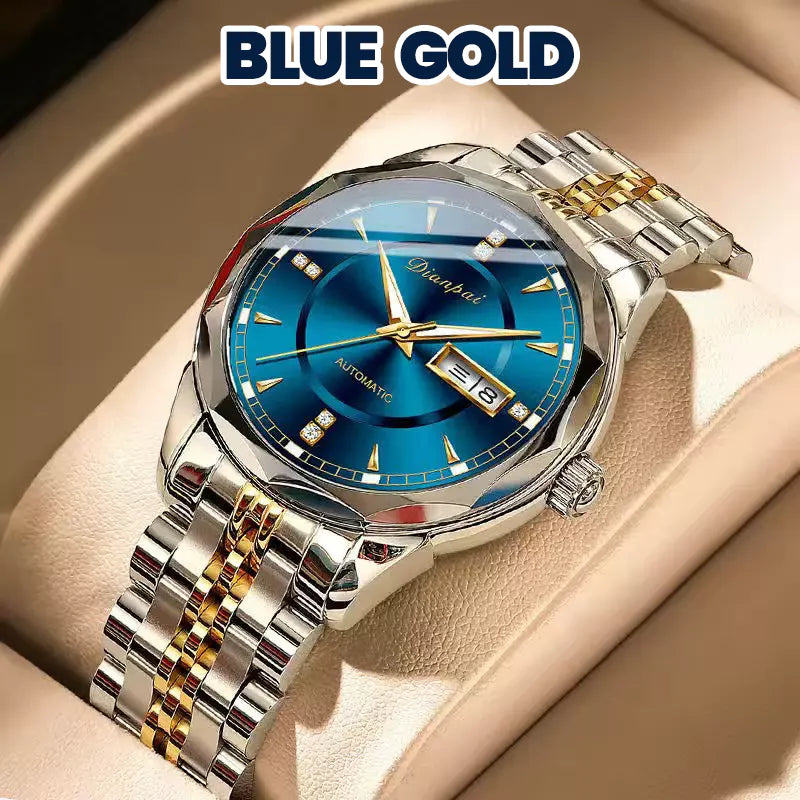 Men 30ATM Business Luminous Gold Plated Movement Automatic Mechanical Swiss Watch