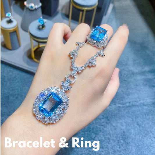 Healing Aset Blue Luxury – Elegant Bracelet, Pendant Necklace & Ring for Women
