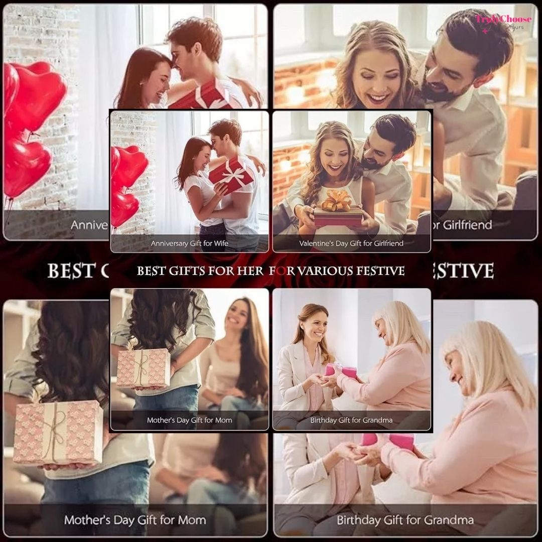 100 Languages I Love You - Eternal Rose Gifts for Her Cute Gift Box Forever Rose & Necklace