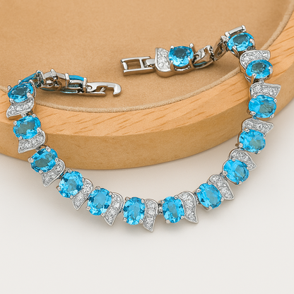 Eternal Harmony - Celestial Duo-Tone 925 Silver Crystal Bridal Set – Bracelet, Pendant Necklace, Ring & Long Earrings