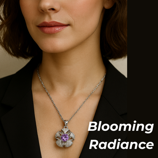Floral Cage Radiance - Sterling Silver Zircon Bridal Jewelry Set – Necklace, Earrings, Pendant, Ring & Bracelet