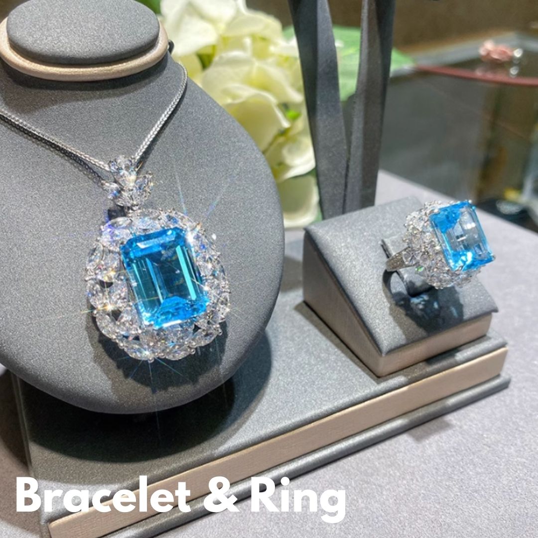 Healing Aset Blue Luxury – Elegant Bracelet, Pendant Necklace & Ring for Women