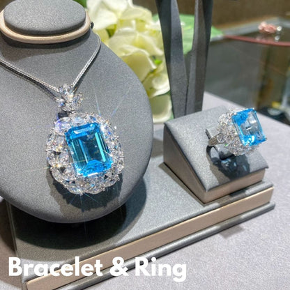 Healing Aset Blue Luxury – Elegant Bracelet, Pendant Necklace & Ring for Women