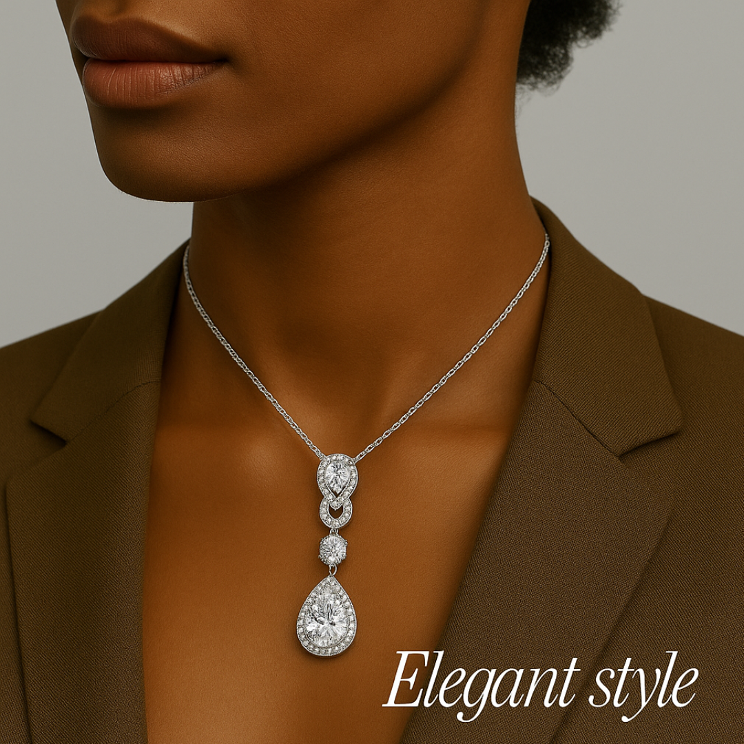 Aqua Radiance Zircon Set - 925 Sterling Silver Water-Drop Zircon Jewelry Set for Women: Blue & White Bracelet, Earrings, Necklace, Pendant & Ring