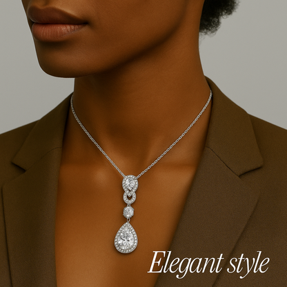 Aqua Radiance Zircon Set - 925 Sterling Silver Water-Drop Zircon Jewelry Set for Women: Blue & White Bracelet, Earrings, Necklace, Pendant & Ring
