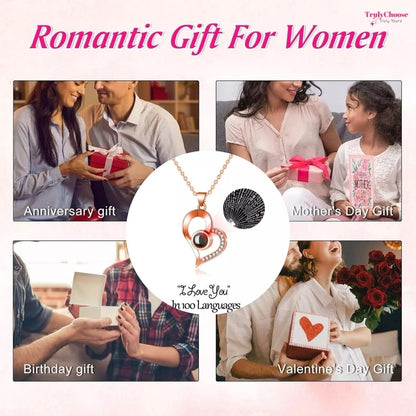 100 Languages I Love You - Eternal Rose Gifts for Her Cute Gift Box Forever Rose & Necklace