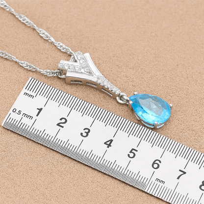 Eternal Harmony - Celestial Duo-Tone 925 Silver Crystal Bridal Set – Bracelet, Pendant Necklace, Ring & Long Earrings