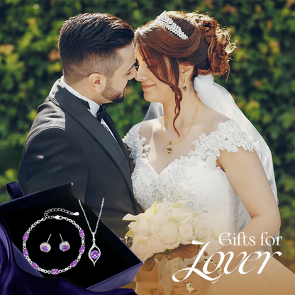 Bloom of Love Jewelry Box -  Necklace, bracelet, earrings in Rose Gift Box - Sterling silver 3pcs Jewelry set - Valentine gift,