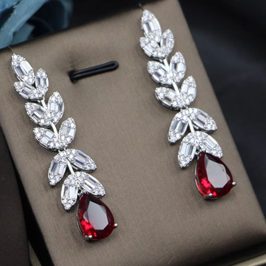 Crimson Elegance – Luxury Bracelet, Necklace, Earrings & Ring Set