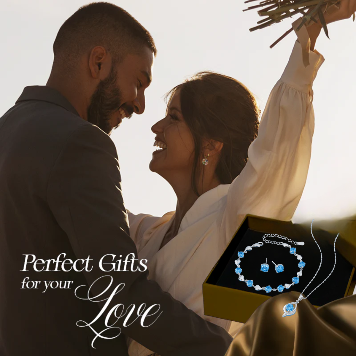 Bloom of Love Jewelry Box -  Necklace, bracelet, earrings in Rose Gift Box - Sterling silver 3pcs Jewelry set - Valentine gift,