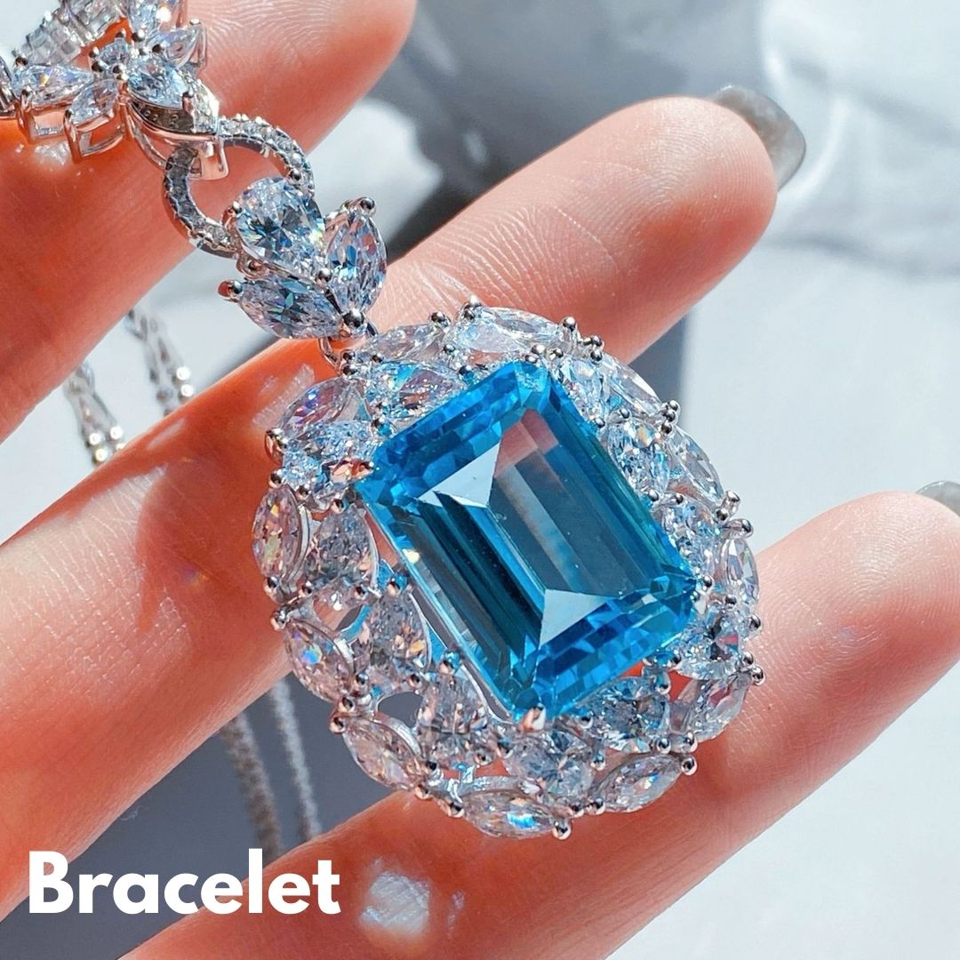 Healing Aset Blue Luxury – Elegant Bracelet, Pendant Necklace & Ring for Women