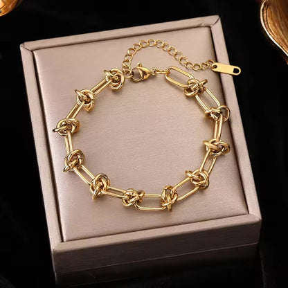 Hearty Knot - Knot Design Gold Tone Twisted Bracelet Bangles For Women