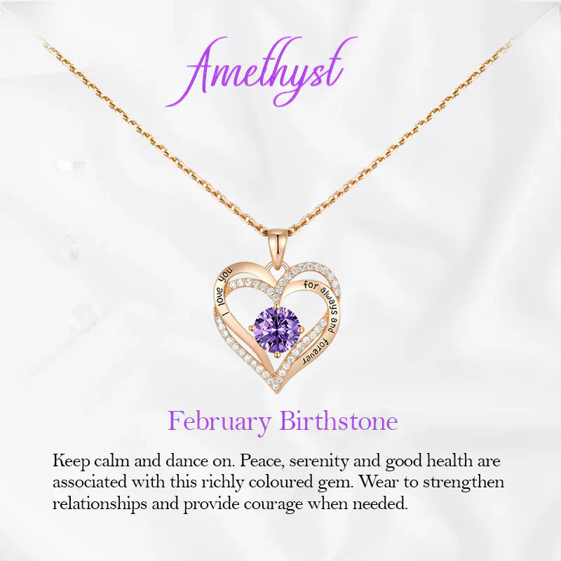 Germe Personalized 12 Birthstone Card Gifts for Women's Forever Love Heart Pendant Necklace