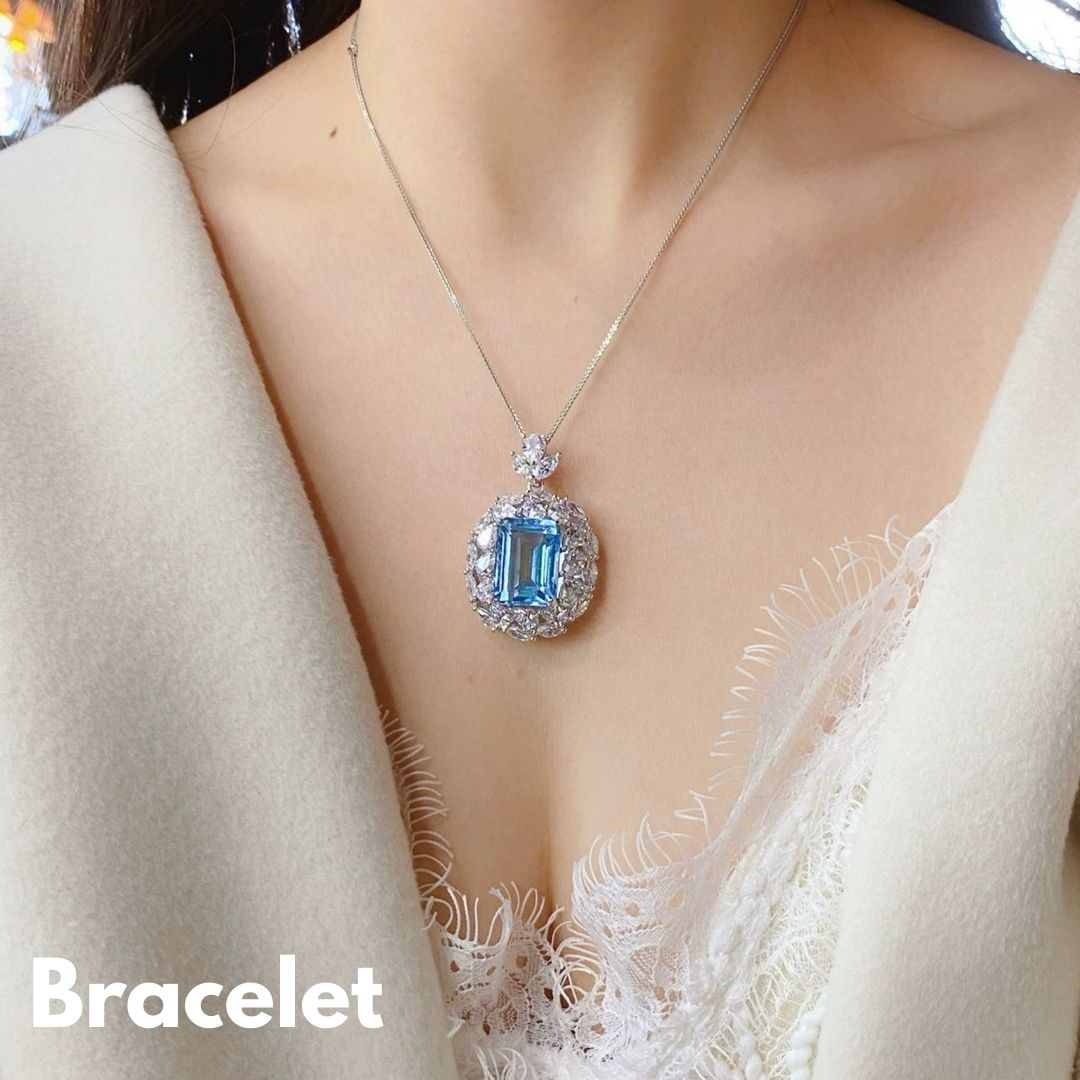 Healing Aset Blue Luxury – Elegant Bracelet, Pendant Necklace & Ring for Women