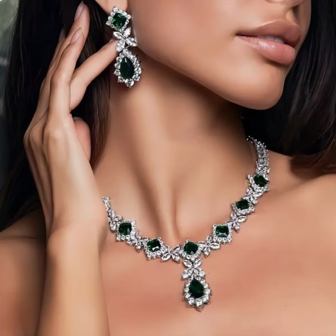 Scarlet Spark Luxury Jewelry Set - Elegant Necklace Earring Bracelet & Ring Set For Women