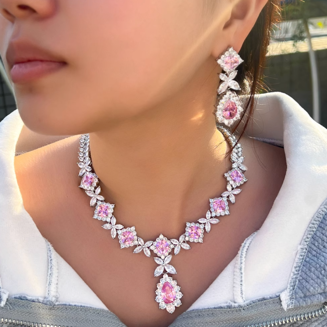 Scarlet Spark Luxury Jewelry Set - Elegant Necklace Earring Bracelet & Ring Set For Women