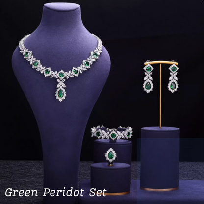 Scarlet Spark Luxury Jewelry Set - Elegant Necklace Earring Bracelet & Ring Set For Women