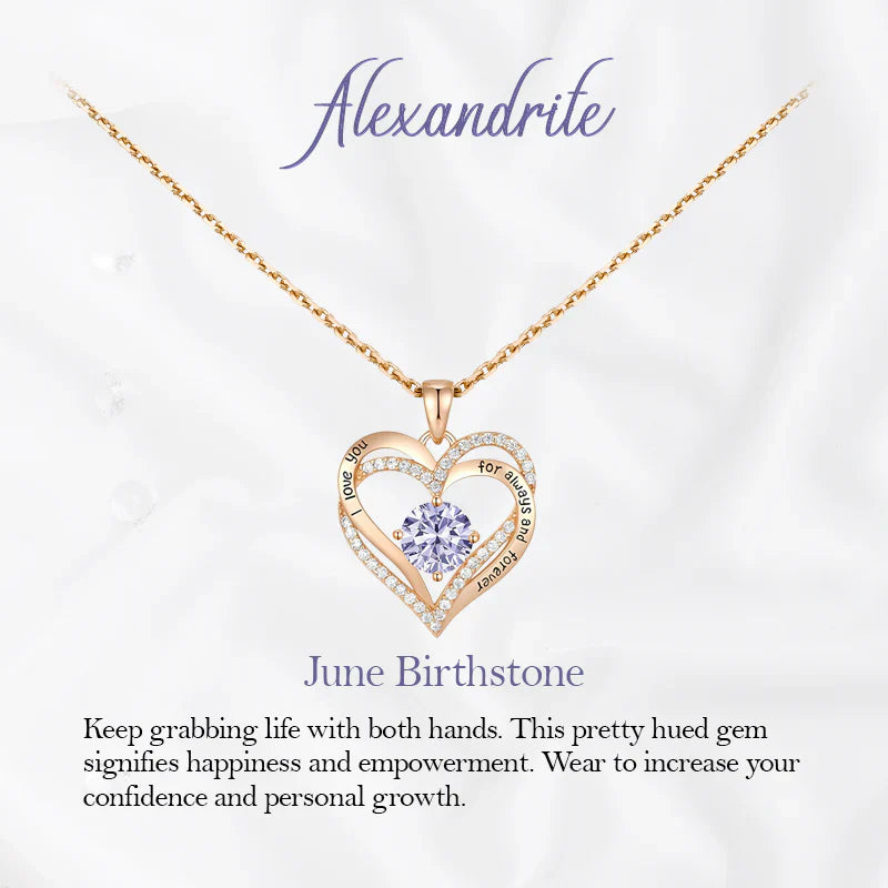 Germe Personalized 12 Birthstone Card Gifts for Women's Forever Love Heart Pendant Necklace