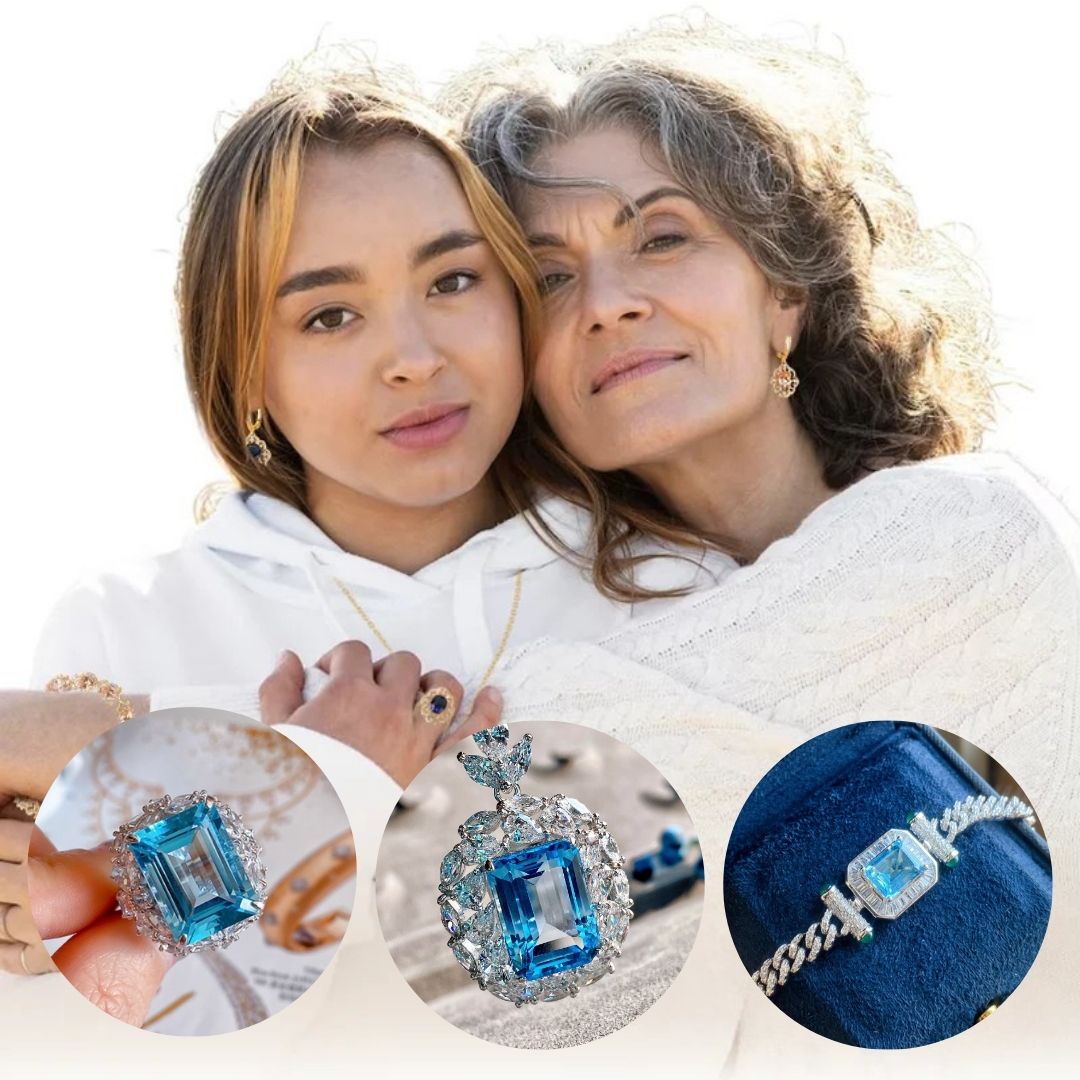 Healing Aset Blue Luxury – Elegant Bracelet, Pendant Necklace & Ring for Women