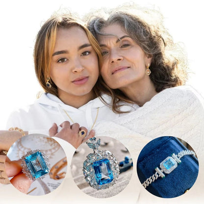 Healing Aset Blue Luxury – Elegant Bracelet, Pendant Necklace & Ring for Women