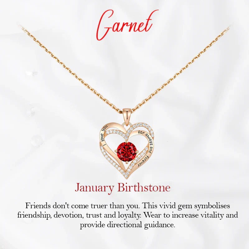 Germe Personalized 12 Birthstone Card Gifts for Women's Forever Love Heart Pendant Necklace