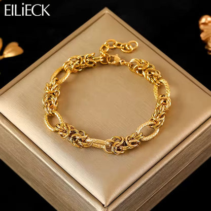 Hearty Knot - Knot Design Gold Tone Twisted Bracelet Bangles For Women