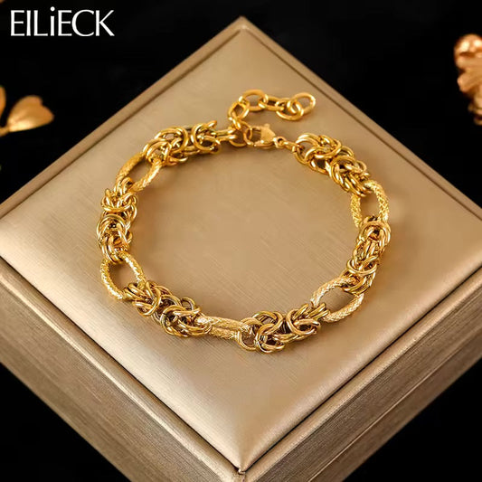 Hearty Knot - Knot Design Gold Tone Twisted Bracelet Bangles For Women