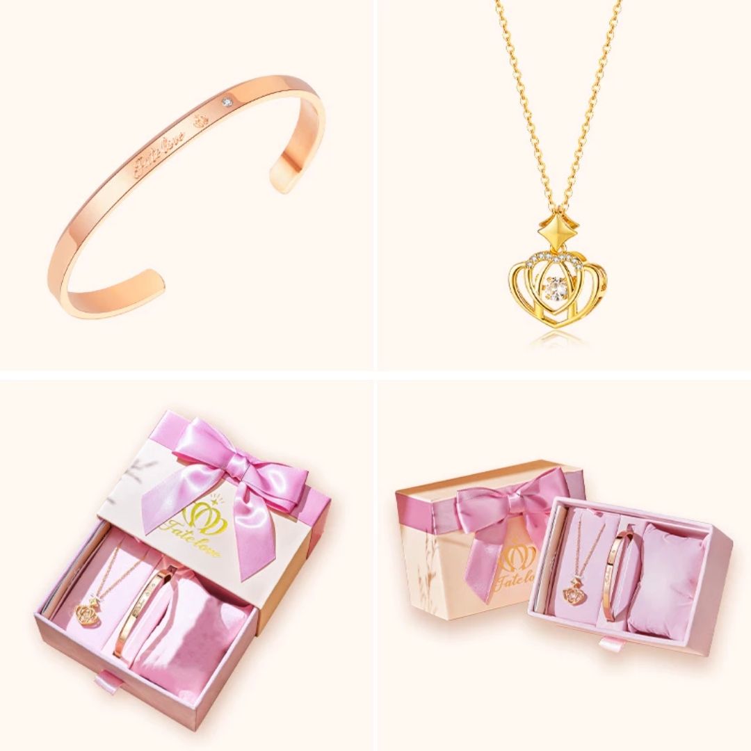 MESA LOVE LUXURY SET -  Classics Wristwatch Bracelet Pendant Necklace For Women, Valentines Gifts