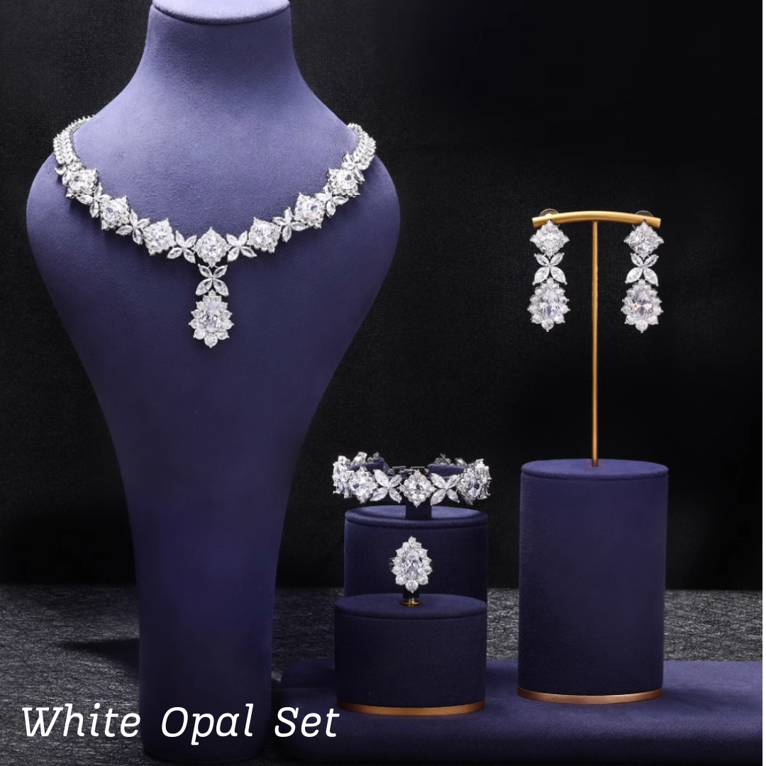 Scarlet Spark Luxury Jewelry Set - Elegant Necklace Earring Bracelet & Ring Set For Women