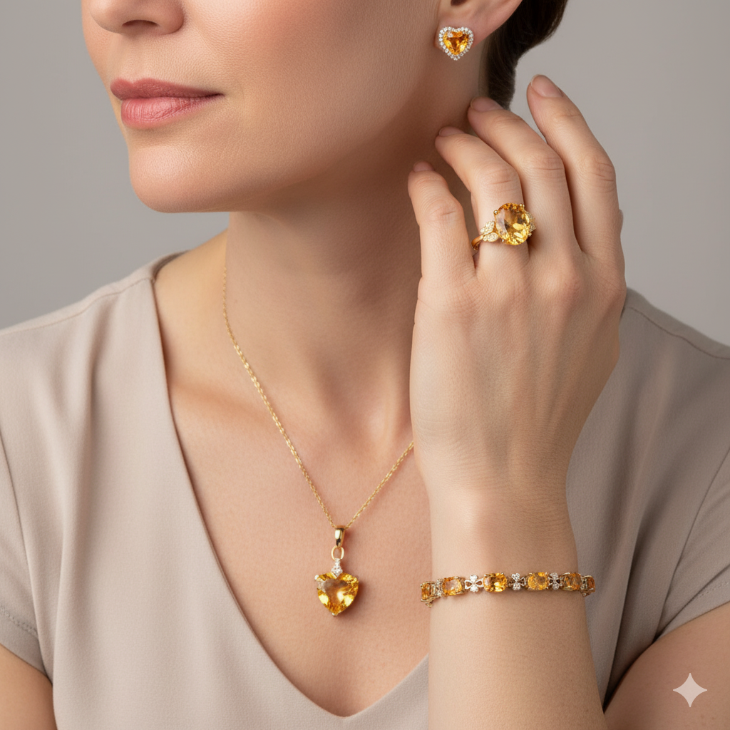 Citrine Light Set - TrulyCharm Luxury Jewelry - November birthstone