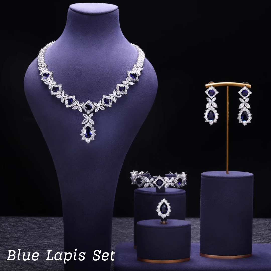 Scarlet Spark Luxury Jewelry Set - Elegant Necklace Earring Bracelet & Ring Set For Women