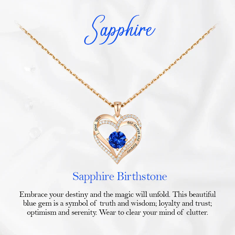 Germe Personalized 12 Birthstone Card Gifts for Women's Forever Love Heart Pendant Necklace