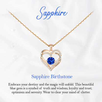 Germe Personalized 12 Birthstone Card Gifts for Women's Forever Love Heart Pendant Necklace