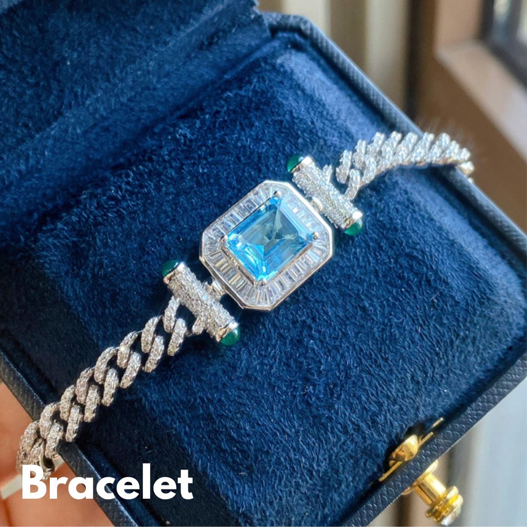 Healing Aset Blue Luxury – Elegant Bracelet, Pendant Necklace & Ring for Women