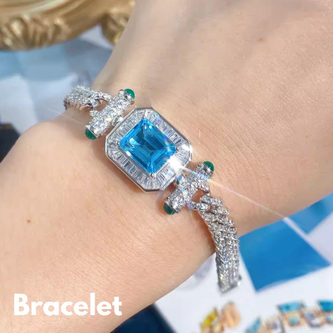 Healing Aset Blue Luxury – Elegant Bracelet, Pendant Necklace & Ring for Women
