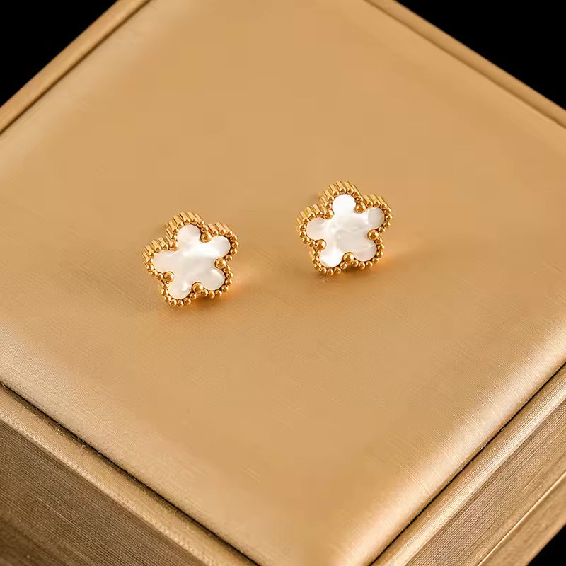 Clover Leaf - Black Reversible Leaf Clover Necklace Bracelets Earrings Set For Women Fashion Jewelry